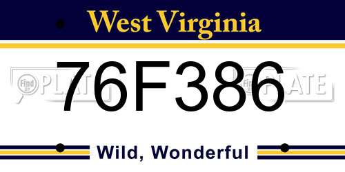 76F386 West Virginia License Plate
