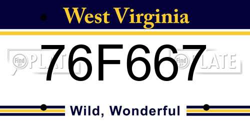 76F667 West Virginia License Plate