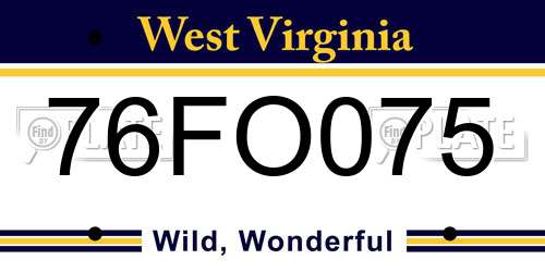 76FO075 West Virginia License Plate