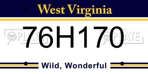76H170 West Virginia License Plate
