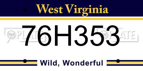 76H353 West Virginia License Plate