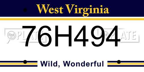 76H494 West Virginia License Plate