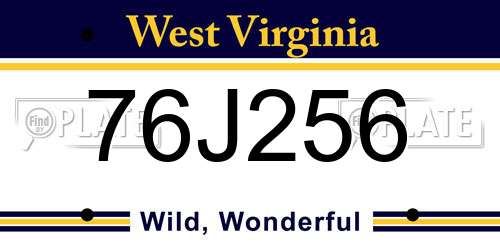 76J256 West Virginia License Plate
