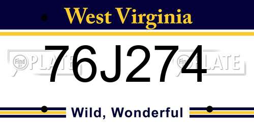 76J274 West Virginia License Plate