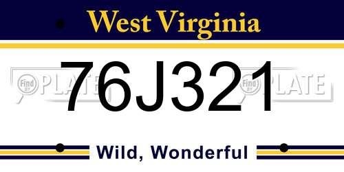 76J321 West Virginia License Plate