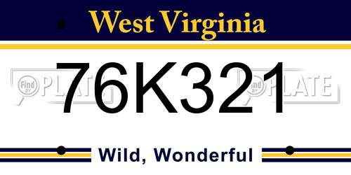 76K321 West Virginia License Plate