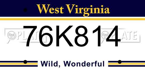 76K814 West Virginia License Plate