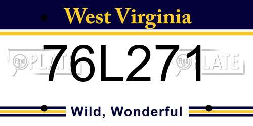76L271 West Virginia License Plate