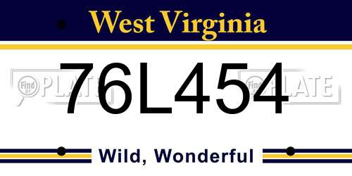 76L454 West Virginia License Plate