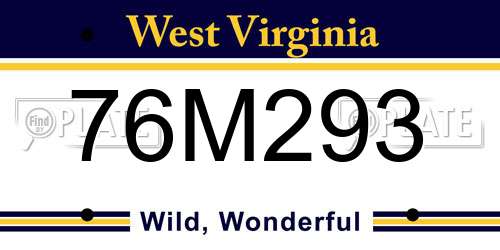 76M293 West Virginia License Plate
