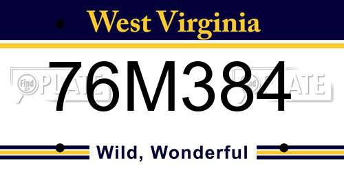 76M384 West Virginia License Plate