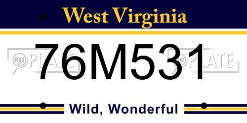 76M531 West Virginia License Plate