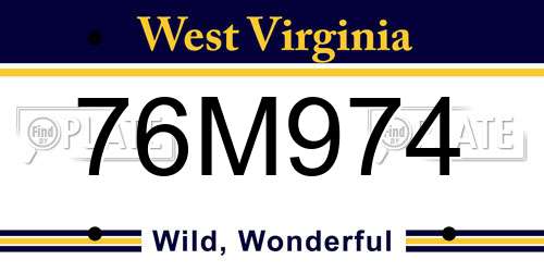 76M974 West Virginia License Plate