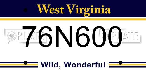 76N600 West Virginia License Plate