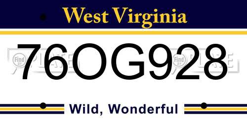 76OG928 West Virginia License Plate