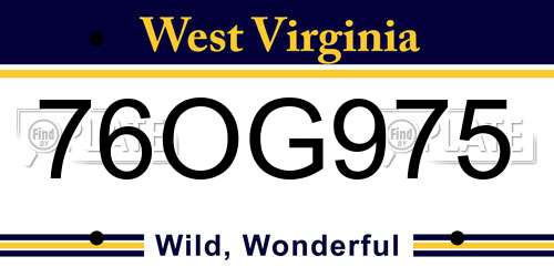 76OG975 West Virginia License Plate