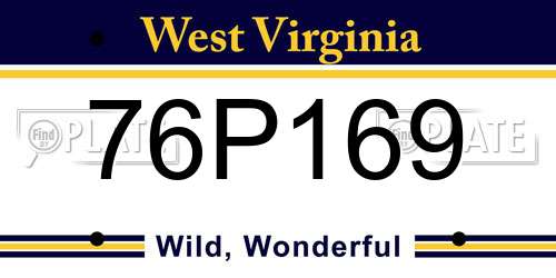 76P169 West Virginia License Plate