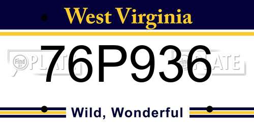 76P936 West Virginia License Plate