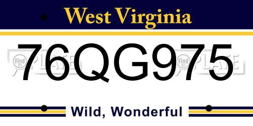 76QG975 West Virginia License Plate