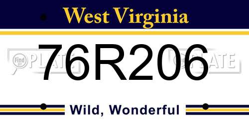 76R206 West Virginia License Plate