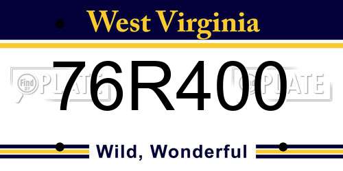 76R400 West Virginia License Plate