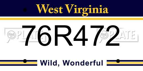 76R472 West Virginia License Plate
