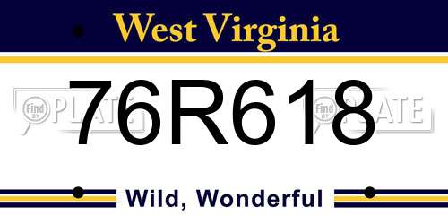 76R618 West Virginia License Plate