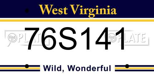 76S141 West Virginia License Plate