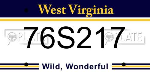 76S217 West Virginia License Plate