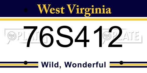 76S412 West Virginia License Plate