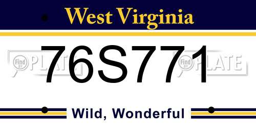76S771 West Virginia License Plate