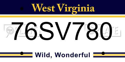 76SV780 West Virginia License Plate
