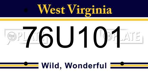76U101 West Virginia License Plate