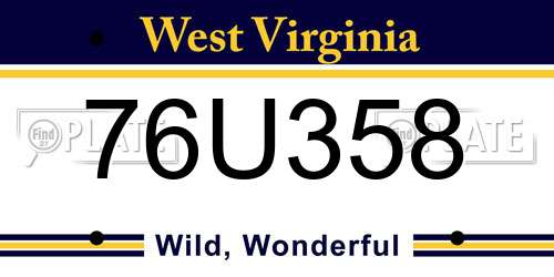 76U358 West Virginia License Plate