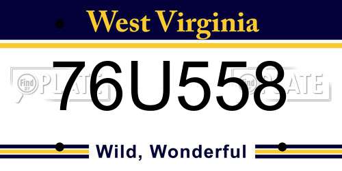 76U558 West Virginia License Plate