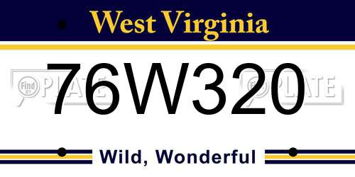 76W320 West Virginia License Plate