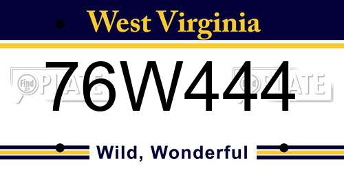 76W444 West Virginia License Plate