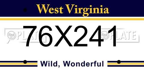 76X241 West Virginia License Plate