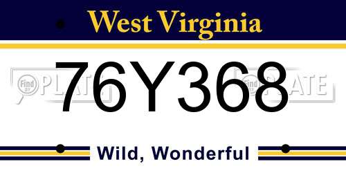 76Y368 West Virginia License Plate