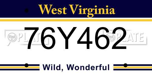 76Y462 West Virginia License Plate