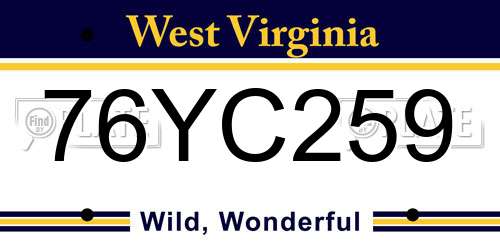 76YC259 West Virginia License Plate