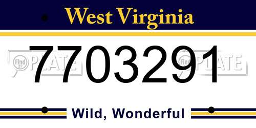7703291 West Virginia License Plate