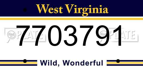 7703791 West Virginia License Plate