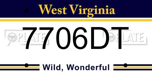 7706DT West Virginia License Plate