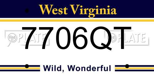7706QT West Virginia License Plate