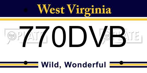 770DVB West Virginia License Plate