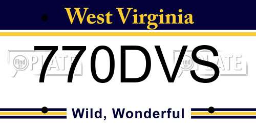 770DVS West Virginia License Plate