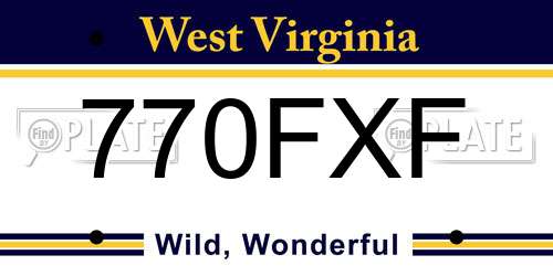770FXF West Virginia License Plate