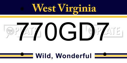 770GD7 West Virginia License Plate