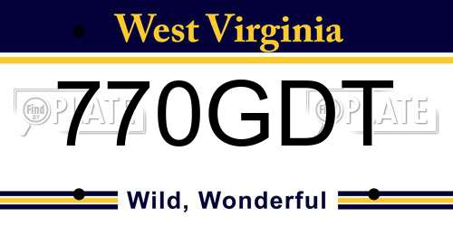 770GDT West Virginia License Plate